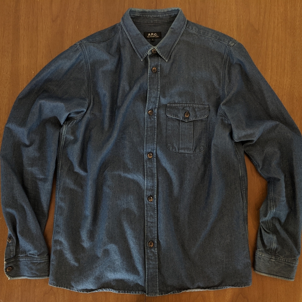 APC Blue Denim Casual Shirt - Large L